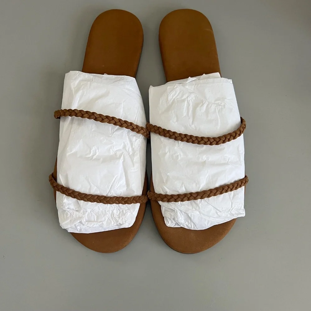 Brand New TKEES Gemma Braid Slides size 8 Camel - Picture 10 of 13